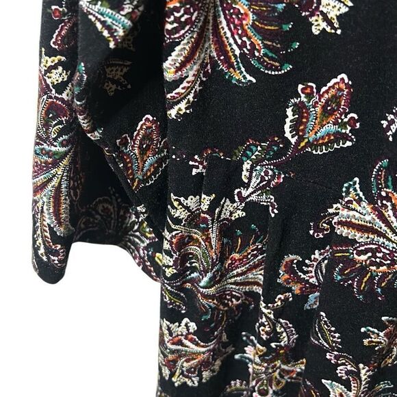 J Jill Wearable Women's Size Medium Paisley Long Line Tunic Black Floral Dress - Picture 3 of 6